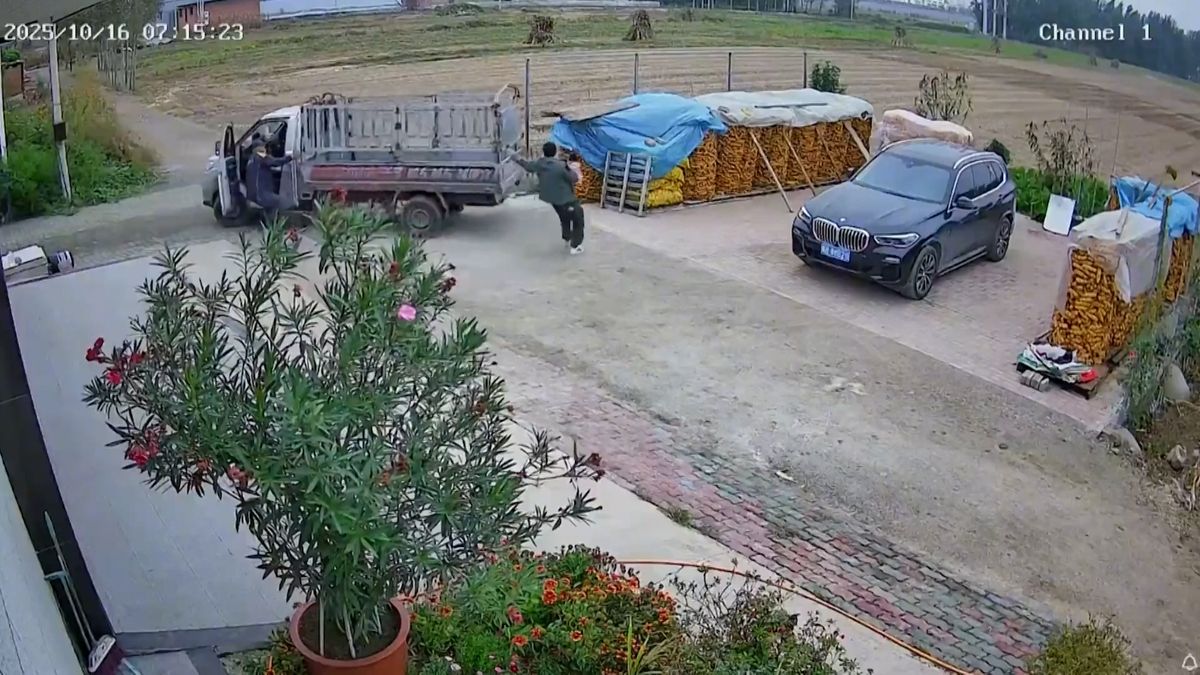 Bránil své BMW i s dítětem v náruči. Číňan zastavoval malý náklaďák jednou rukou